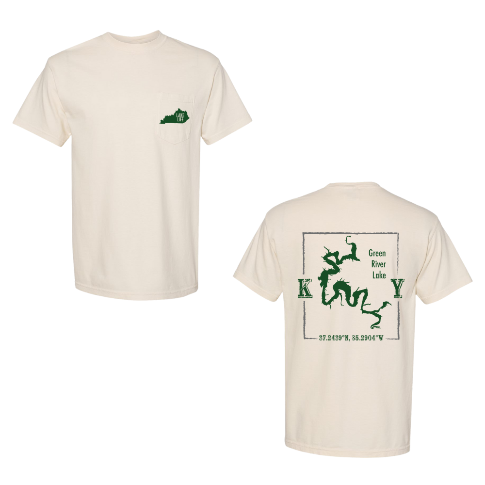 Green River Lake Map Comfort Colors Pocket T-Shirt