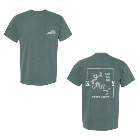 Green River Lake Map Comfort Colors Pocket T-Shirt