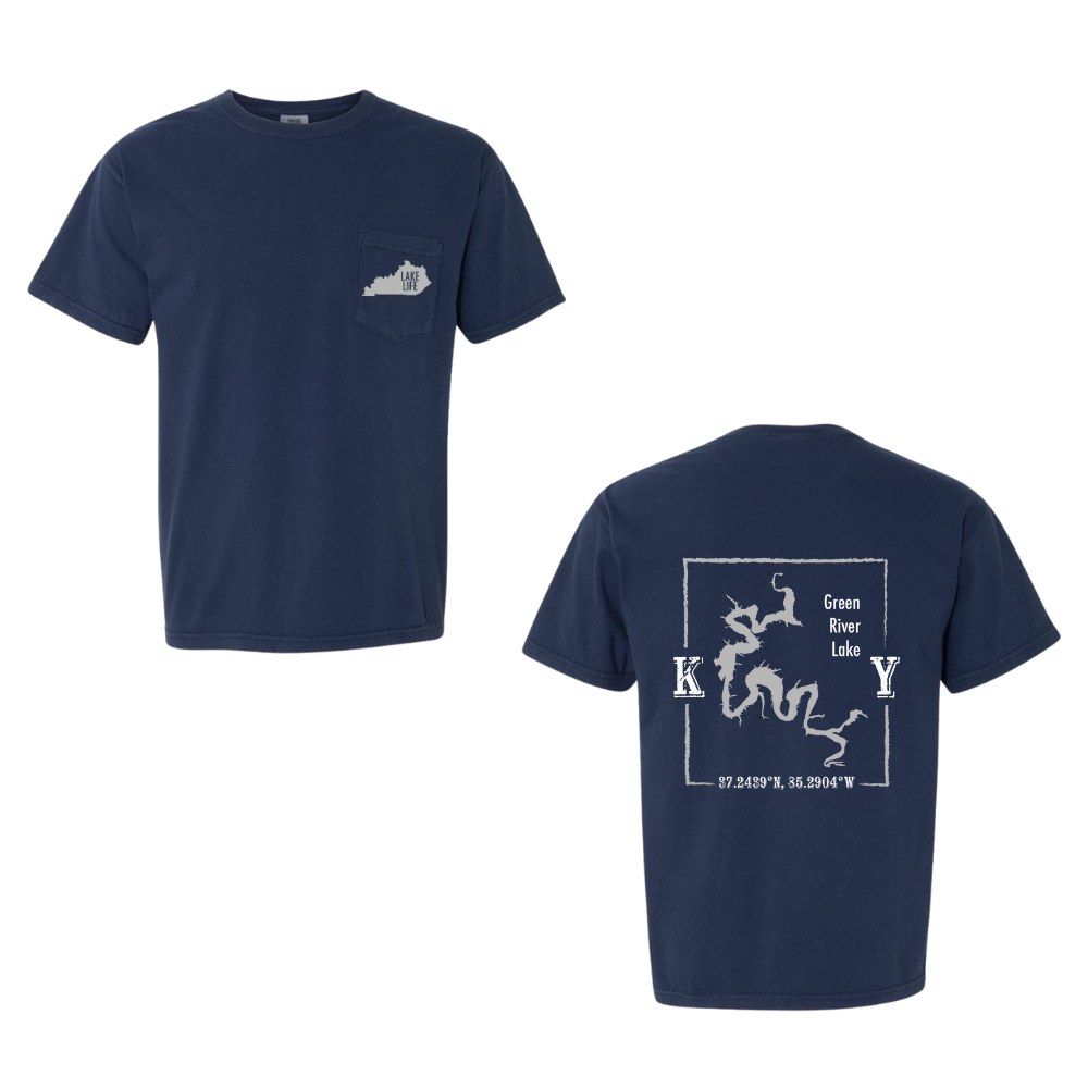 Green River Lake Map Comfort Colors Pocket T-Shirt