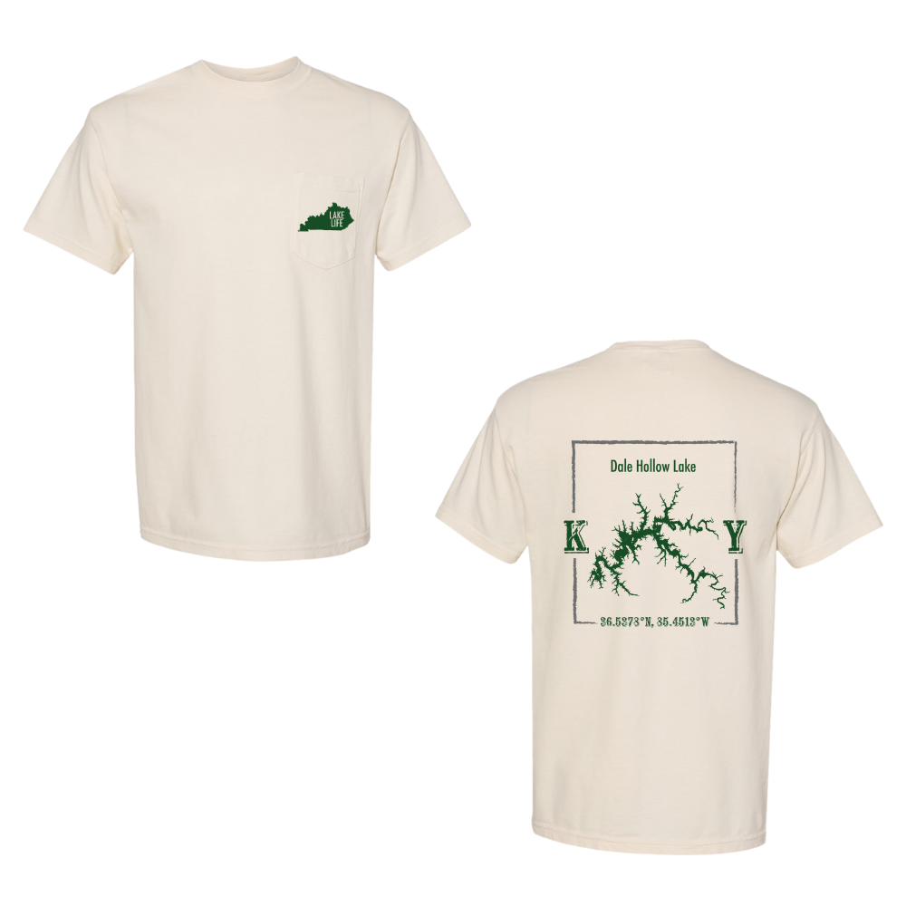 Dale Hollow Lake Map Comfort Colors Pocket T-Shirt