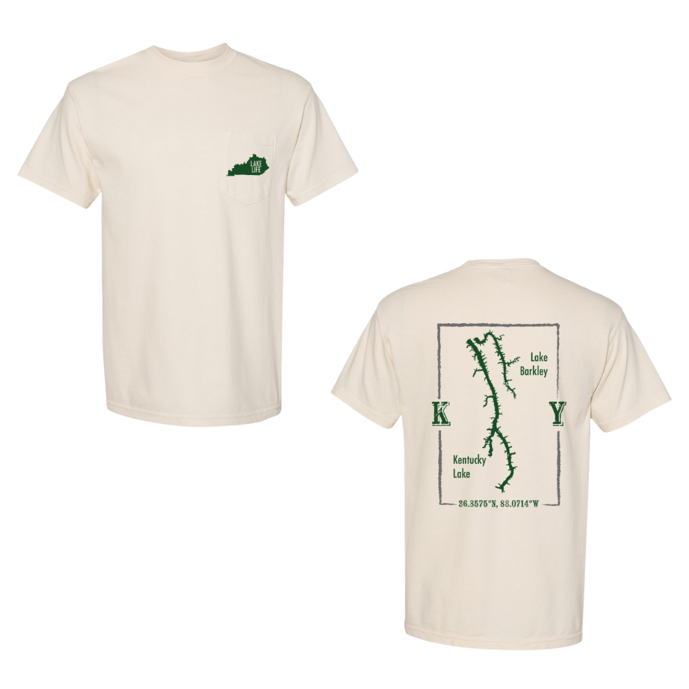 Lake Barkley + Kentucky Lake Map Comfort Colors Pocket T-Shirt