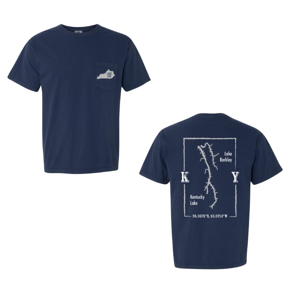Lake Barkley + Kentucky Lake Map Comfort Colors Pocket T-Shirt