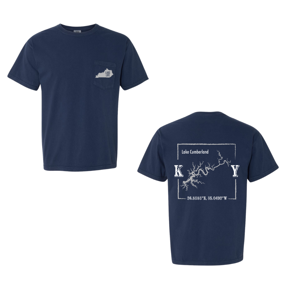 Lake Cumberland Map Comfort Colors Pocket T-Shirt