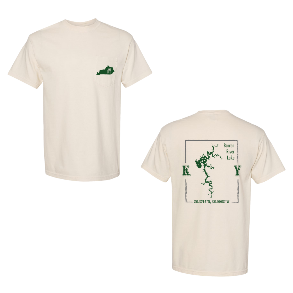 Barren River Lake Map Comfort Colors Pocket T-Shirt