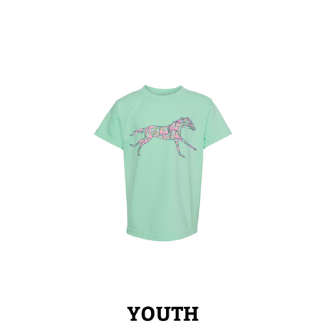 Floral Racehorse Comfort Colors Youth T-Shirt