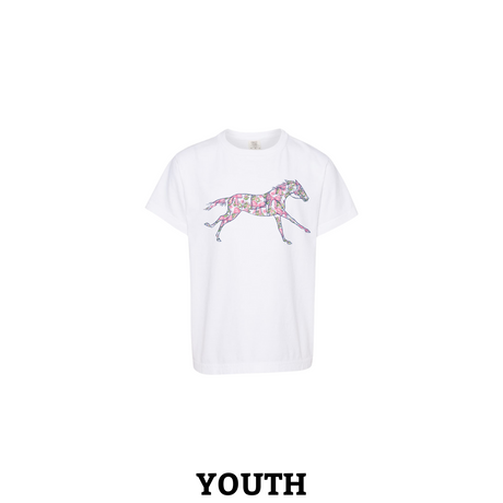 Floral Racehorse Comfort Colors Youth T-Shirt