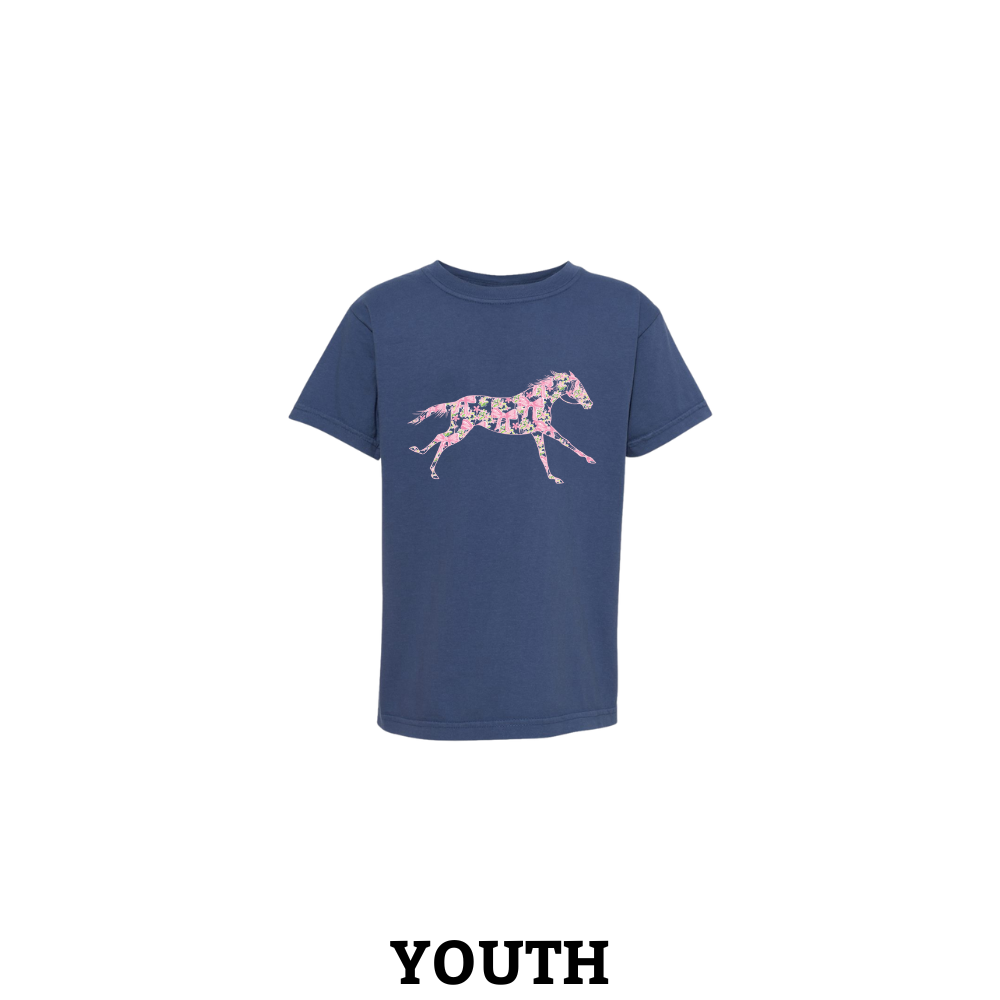 Floral Racehorse Comfort Colors Youth T-Shirt