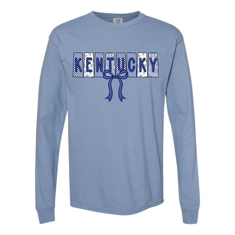 Kentucky Pattern Bow Comfort Colors Long Sleeve T-Shirt