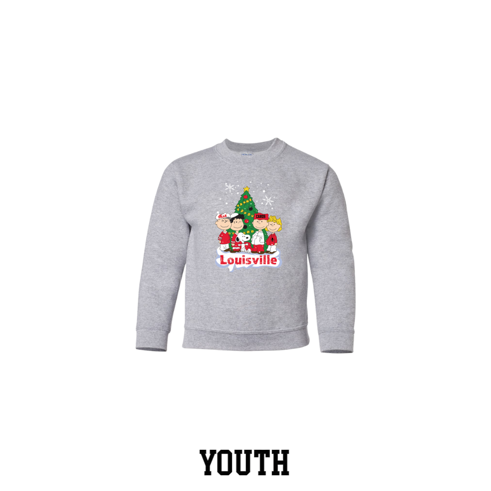 Louisville Peanuts Christmas Youth Crewneck